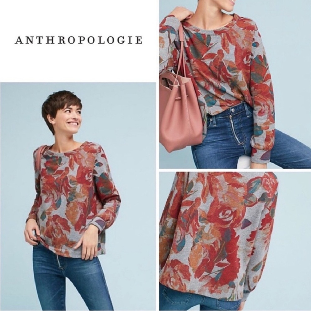 T.La Anthropologie Floral Sweater Top